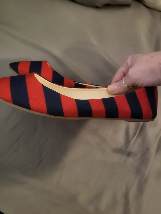 NWOT Red and Navy Striped Women’s Ballet Flats - Picture 6 of 7